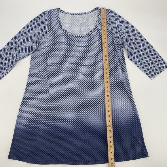 J. Jill Size Large Tall Pure Jill Ballet Sleeve Tunic True Navy Medallion Geo LT - Picture 7 of 10